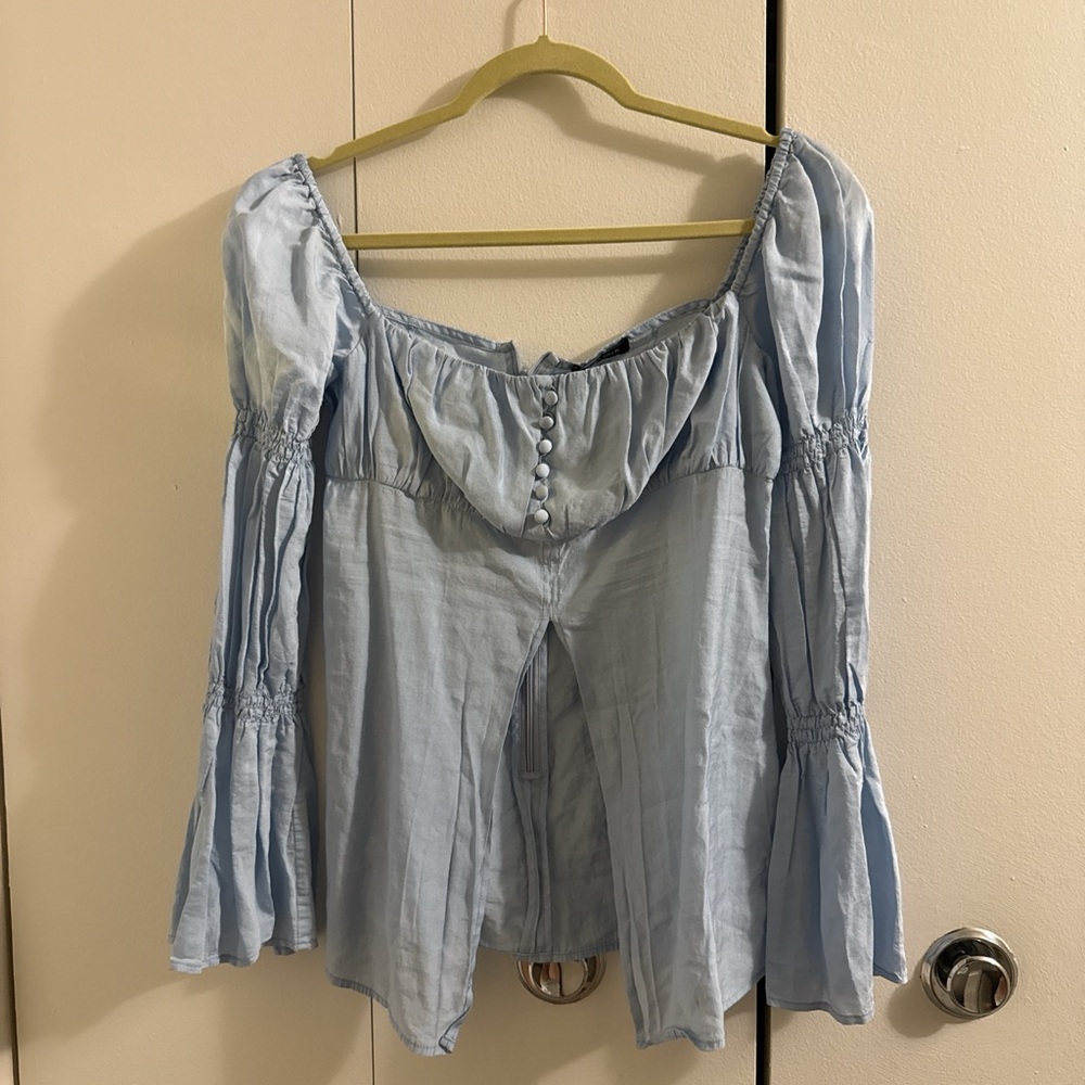 Light Blue Off-Shoulder Women's Top